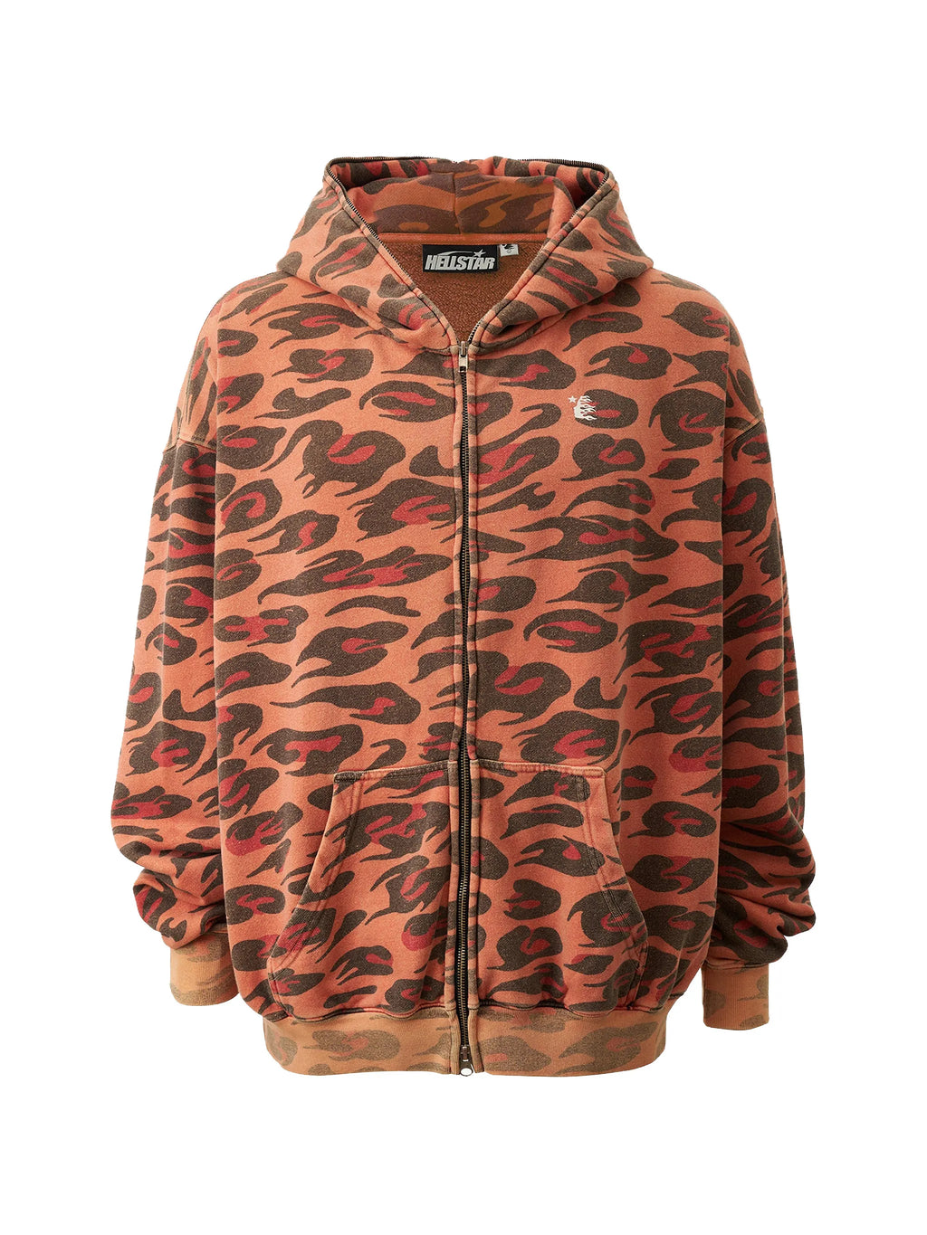 HELLSTAR cheetah-print sun-faded hoodie