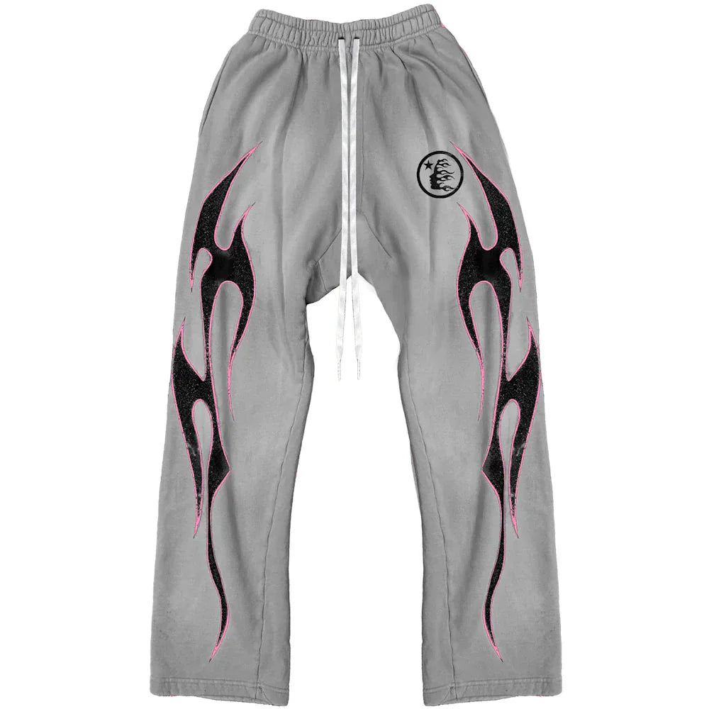 Hellstar Grey Future Flame Sweatpants – Unisex Athletic Joggers