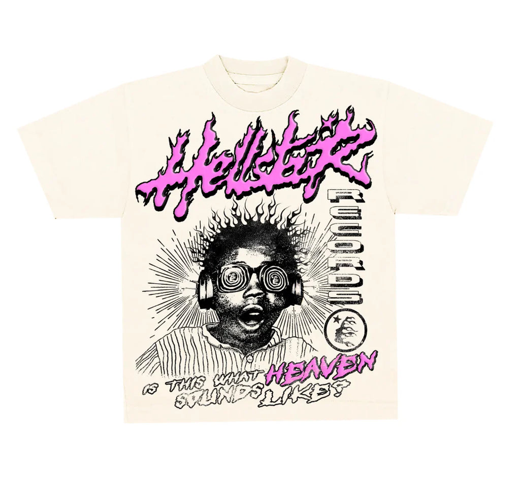 Hellstar Studios Heaven Sounds Like Short Sleeve Tee Shirt Cream