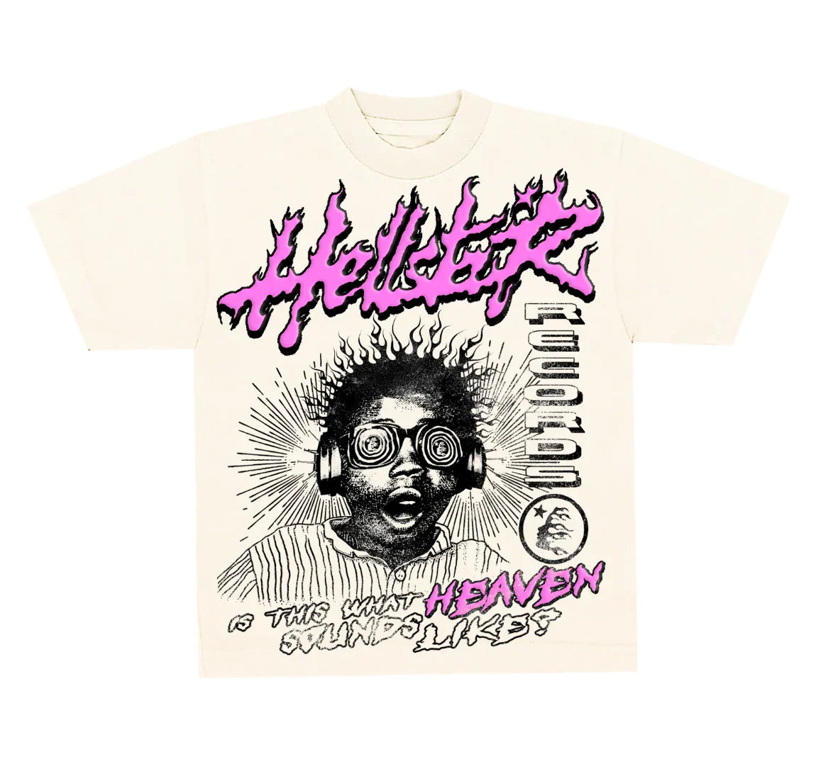 Hellstar Studios Heaven Sounds Like Short Sleeve Tee Shirt Cream